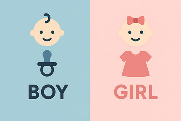 Newborn Boy Girl Gender Reveal Illustration Baby Birth Announcement Concept Graphic