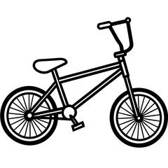 Obraz premium Stylized BMX Bike Illustration with Black Outline and White Fill.