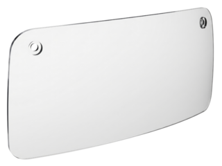 Transparent clear plastic protective safety visor shield on a transparent background