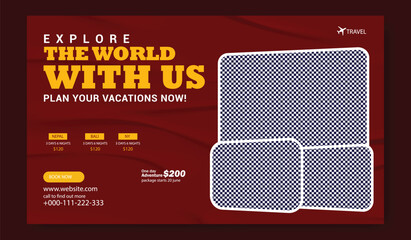 Explore the world with us vibrant travel advertisement showcasing exciting destinations and adventure opportunities for globetrotters