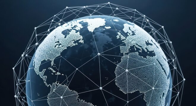 3D Rendered Detailed Earth Globe Global Network Connection Communication Illustration