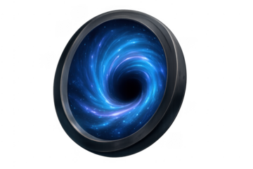 Space portal showing warped galaxy and black hole