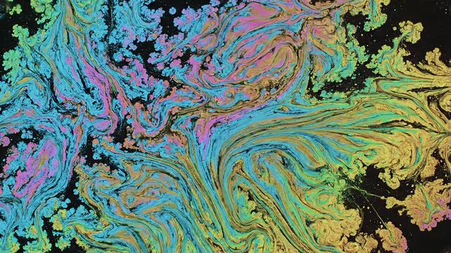 Swirling abstract psychedelic patterns in vibrant colors