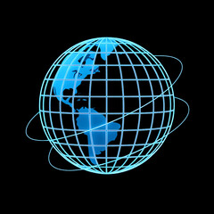 Global Network Sphere Digital Earth Connectivity World Grid Tech Communication Concept