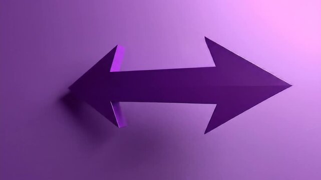 A vibrant, purple arrow, pointing in two directions, is placed on a matching textured wall