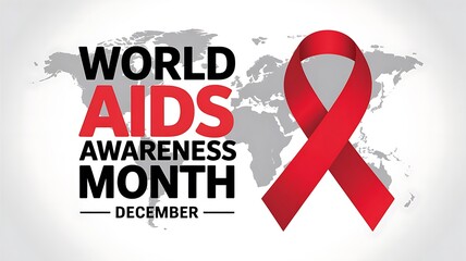 World aids awareness month december red ribbon symbol of support and solidarity against hiv aids global health campaign
