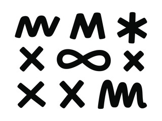 Obraz premium A collection of nine different black symbols on a white background