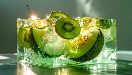 Perfect Foods, Fruits, Drinks, and Vegetables Iced Box Showcase for website and social media promotions