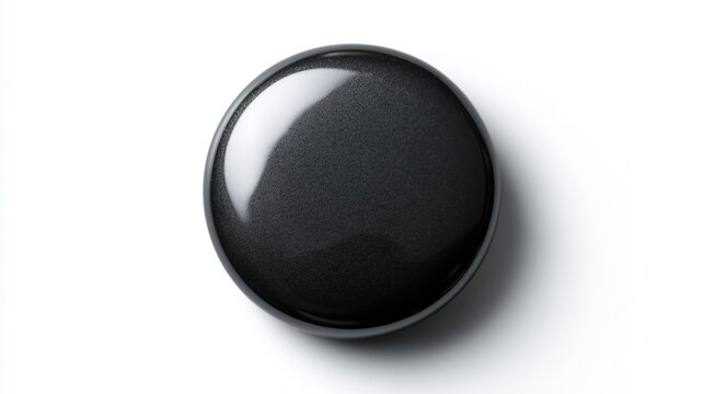 Glossy black round button on white