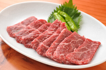 Fresh Marbled Wagyu Beef Slices on Plate