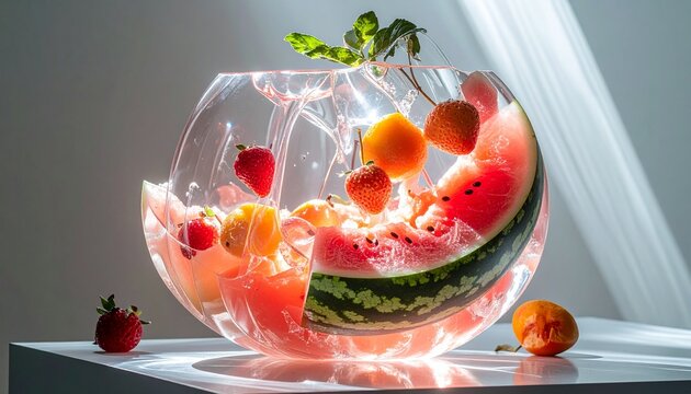 Perfect Foods, Fruits, Drinks, and Vegetables Iced Box Showcase for website and social media promotions