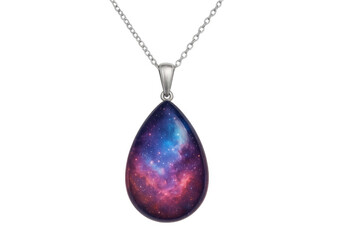 Teardrop necklace showing galaxy cosmos universe design