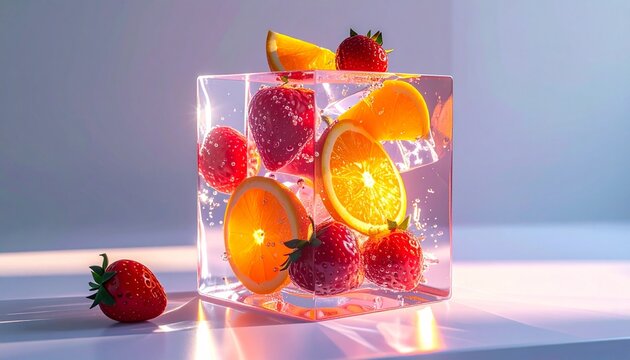 Perfect Foods, Fruits, Drinks, and Vegetables Iced Box Showcase for website and social media promotions