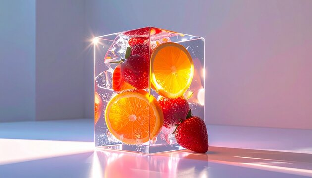Perfect Foods, Fruits, Drinks, and Vegetables Iced Box Showcase for website and social media promotions