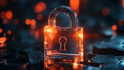 Glowing padlock symbolizing security in digital world - Powered by Adobe