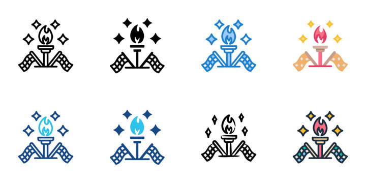 Opening Ceremony icon set multiple style collection 
