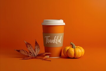 A coffee paper cup and creative background designed for Thanksgiving Day.