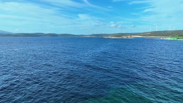 Sea and waves - drone shot of the aegean sea