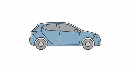 Fototapeta premium Minimalist Hatchback Vehicle Icon Featuring Thin Line Art, Gentle Pastel Colors, and Smooth Simple Shapes for Clean Digital Visuals