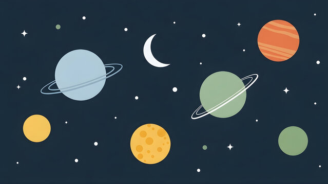 Creative and Artistic Educational Design A Colorful and Abstract Background for Back to School, featuring Planets and Celestial Bodies