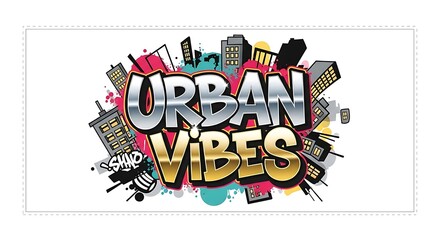 Fototapeta premium Urban Vibes Graffiti Art with Cityscape Background Design.
