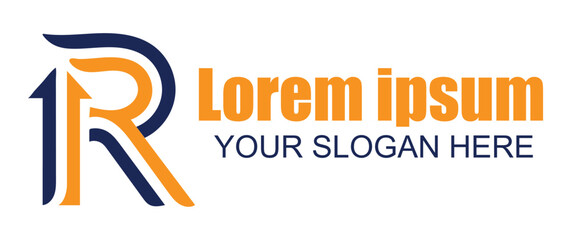 Modern r letter logo design with an upward arrow and number 1, representing growth, success, and innovation, isolated on white background