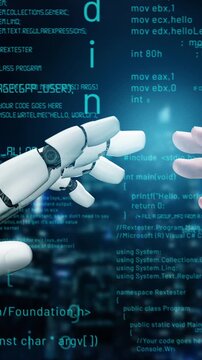Futuristic robot artificial intelligence revolutionary AI technology development and machine learning concept. Global robotic bionic science research for future of human life. 3D rendering graphic.