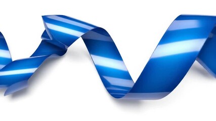 Shiny Blue Ribbon Curls and Waves on a White Background - Powered by Adobe