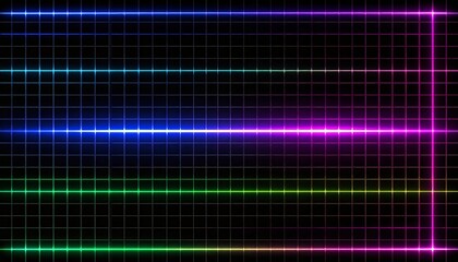 Vibrant abstract geometric neon lines forming dynamic luminous background pattern.