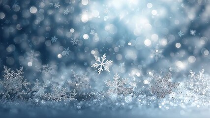 Winter snow snowflakes background christmas holiday season bokeh lights festive sparkle glitter - Powered by Adobe