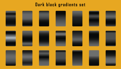 Dark or black gradients set vector,Silver metal gradient 
