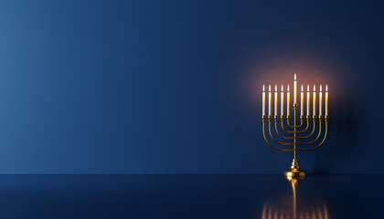 Celebrate Hanukkah with golden menorah light and glowing candles, perfect for holiday cards, invitations, and festive Jewish celebrations or family gatherings