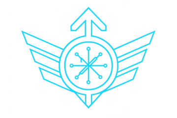 Futuristic wings logo depicting navigation and technology