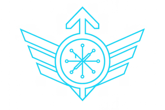 Futuristic wings logo depicting navigation and technology