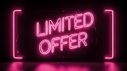 Dynamic Pink Neon: Limited Offer Glowing Sign on Dark Background