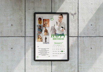 Happy Birthday Calendar Poster Template