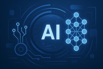 Artificial intelligence concept with neural network and circuit board design