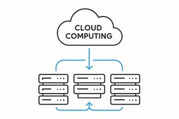 Cloud computing diagram illustrating data storage and server connections