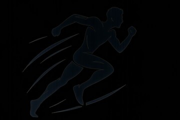 Silhouette of a running man with speed lines on a black background