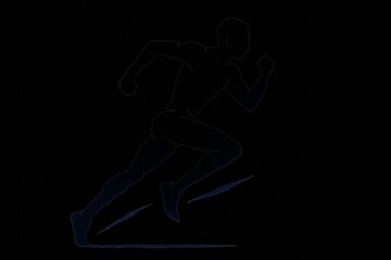 Silhouette of a runner sprinting forward against a black background