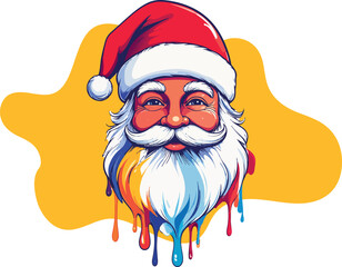 PrintCheerful Santa Claus Face Portrait Vector Illustration with Modern Style