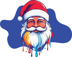 PrintCheerful Santa Claus Face Portrait Vector Illustration with Modern Style