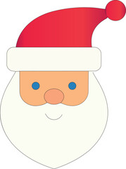 Minimalist Flat Vector Santa Claus Face Icon Illustration