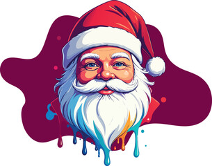 Modern Artistic Vector Portrait of Smiling Santa Claus Face