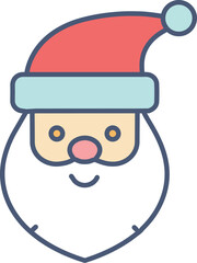 Minimalist Flat Vector Santa Claus Face Icon Illustration