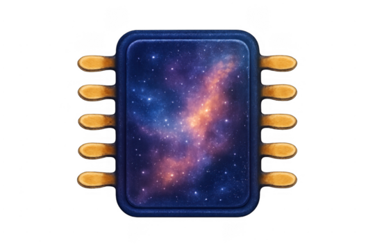 Microchip connecting technology to galaxy universe