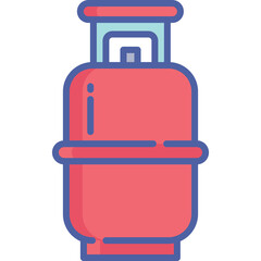 Red Gas Cylinder with Blue Trim Isolated on Transparent Background