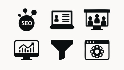 Flat vector illustration showcasing various digital marketing elements and strategies ideal for online advertising and business promotion