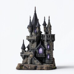 Fototapeta premium Miniature Gothic Fantasy Castle with Glowing Windows