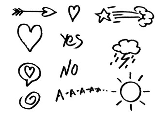 Set of different hand drawn vector doodles.